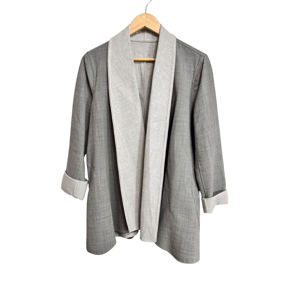 LAFAYETTE 148 NEW YORK Gray Shawl Collar Open Front Jacket Women cashmere 12